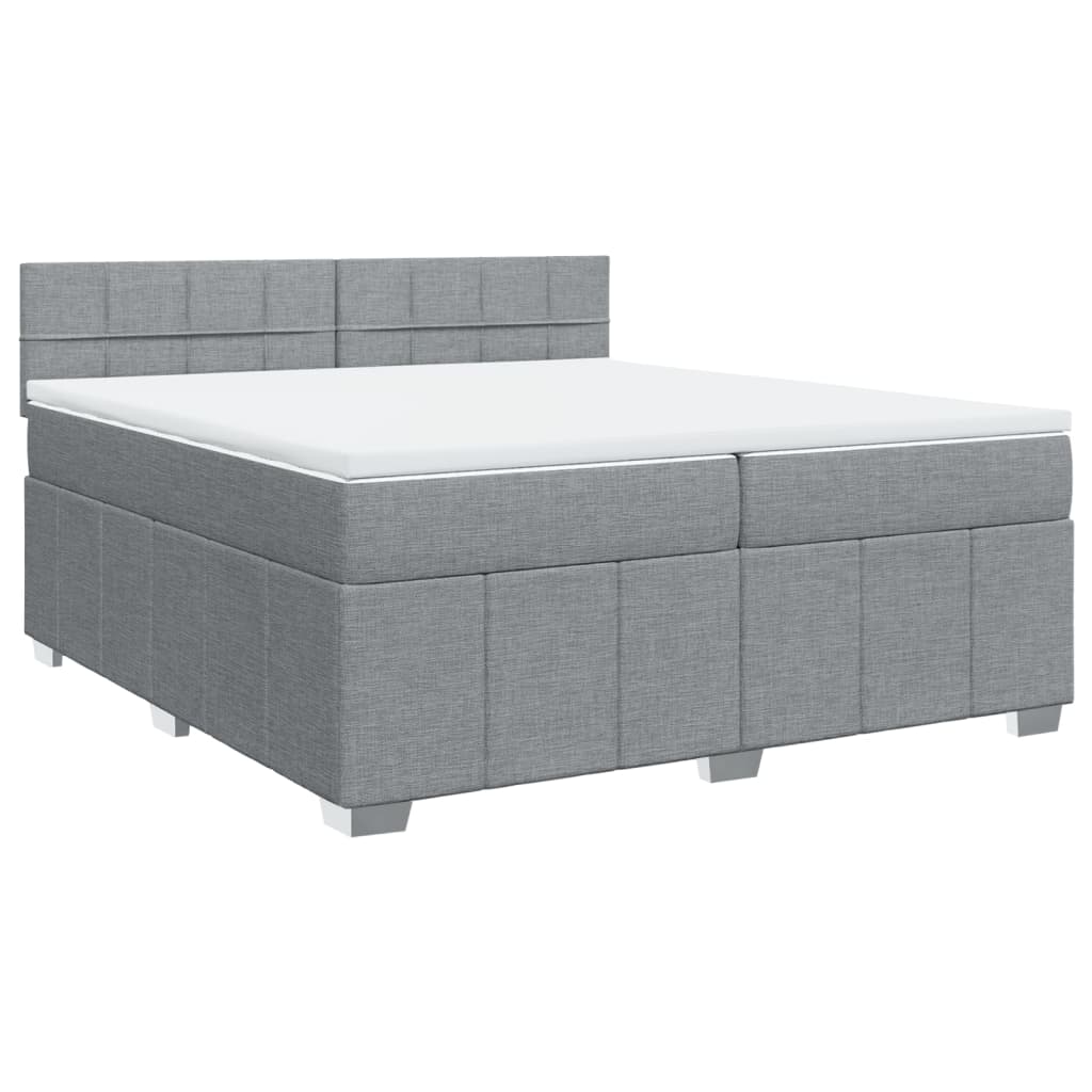 Sommier à lattes de lit avec matelas Gris clair 200x200cm Tissu