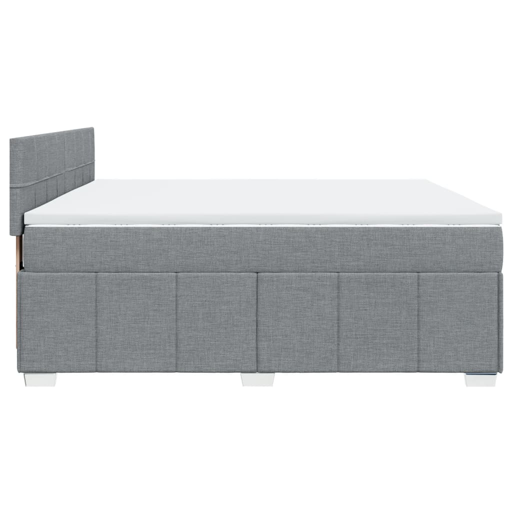 Sommier à lattes de lit avec matelas Gris clair 200x200cm Tissu