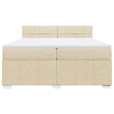 Bed slatted base with mattress Cream 200x200 cm Fabric