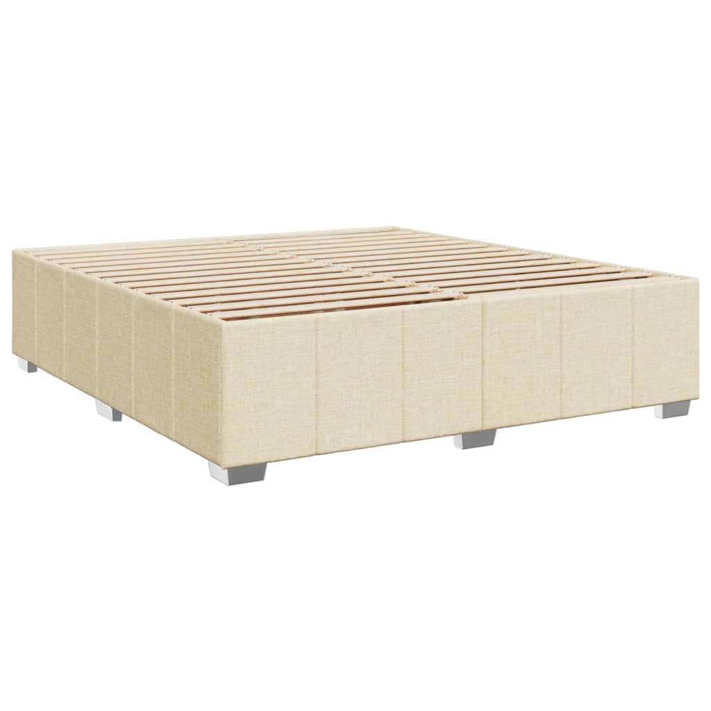 Bed slatted base with mattress Cream 200x200 cm Fabric