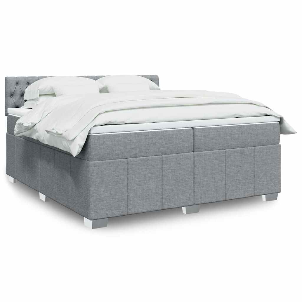 Sommier à lattes de lit avec matelas Gris clair 200x200cm Tissu