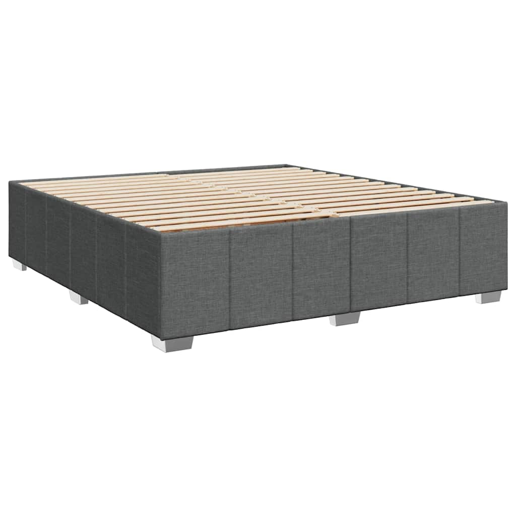 Slatted bed base with mattress Dark grey 200x200cm Fabric