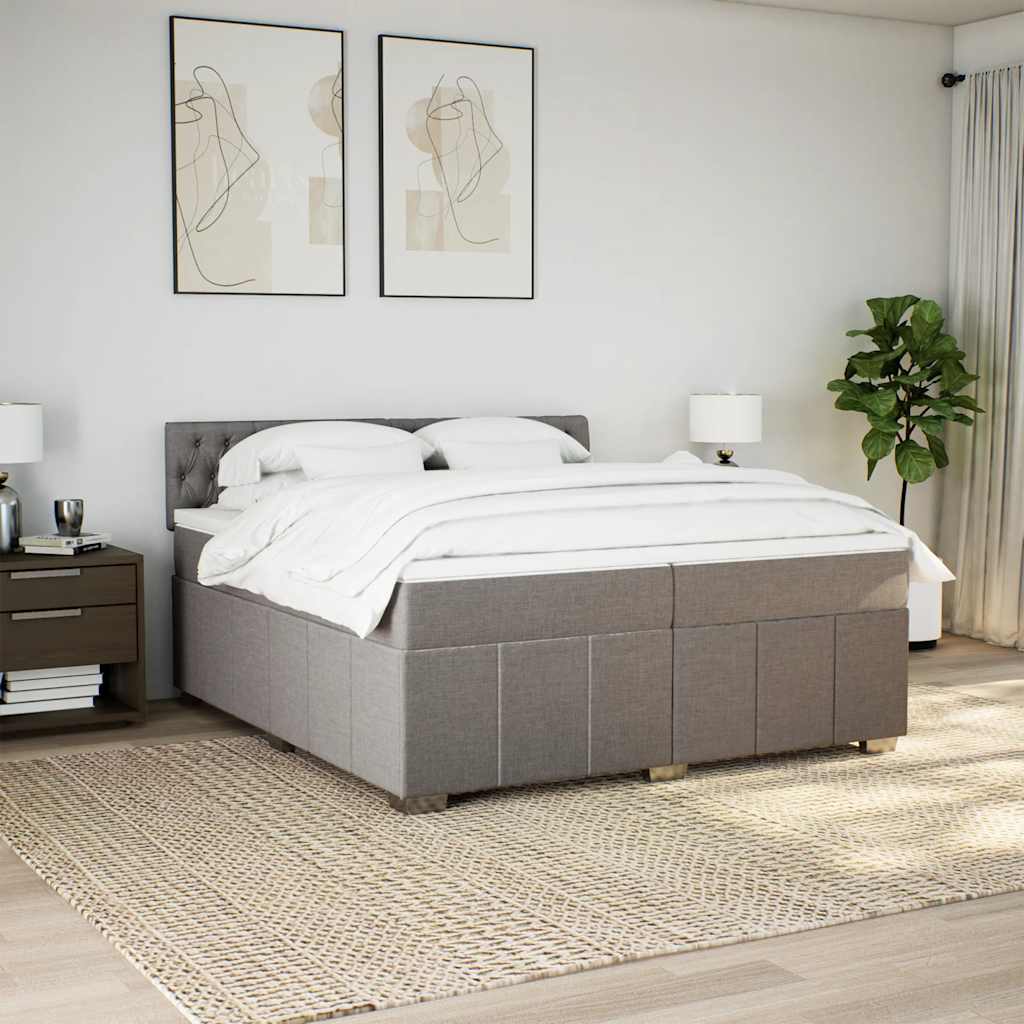 Sommier à lattes de lit avec matelas Taupe 200x200 cm Tissu