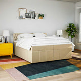 Bed slatted base with mattress Cream 200x200 cm Fabric