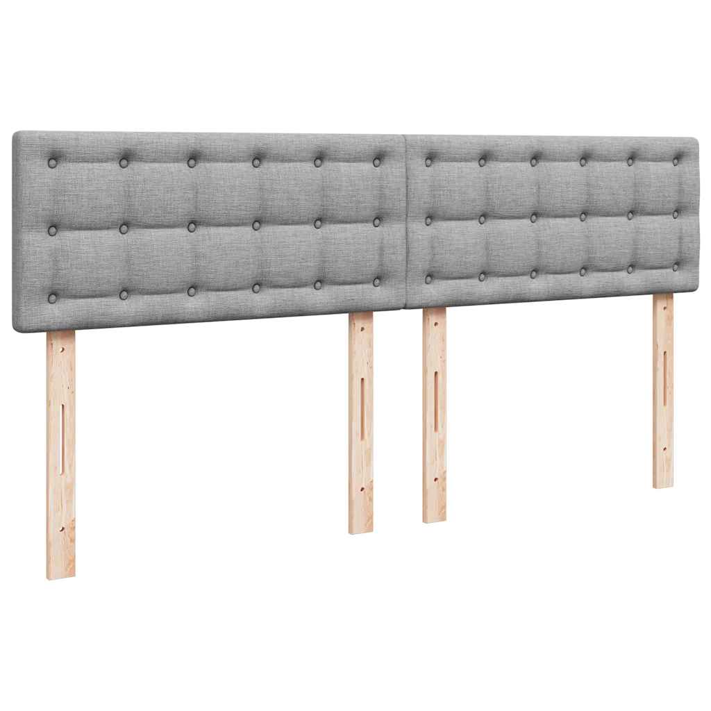 Sommier à lattes de lit avec matelas Gris clair 200x200cm Tissu