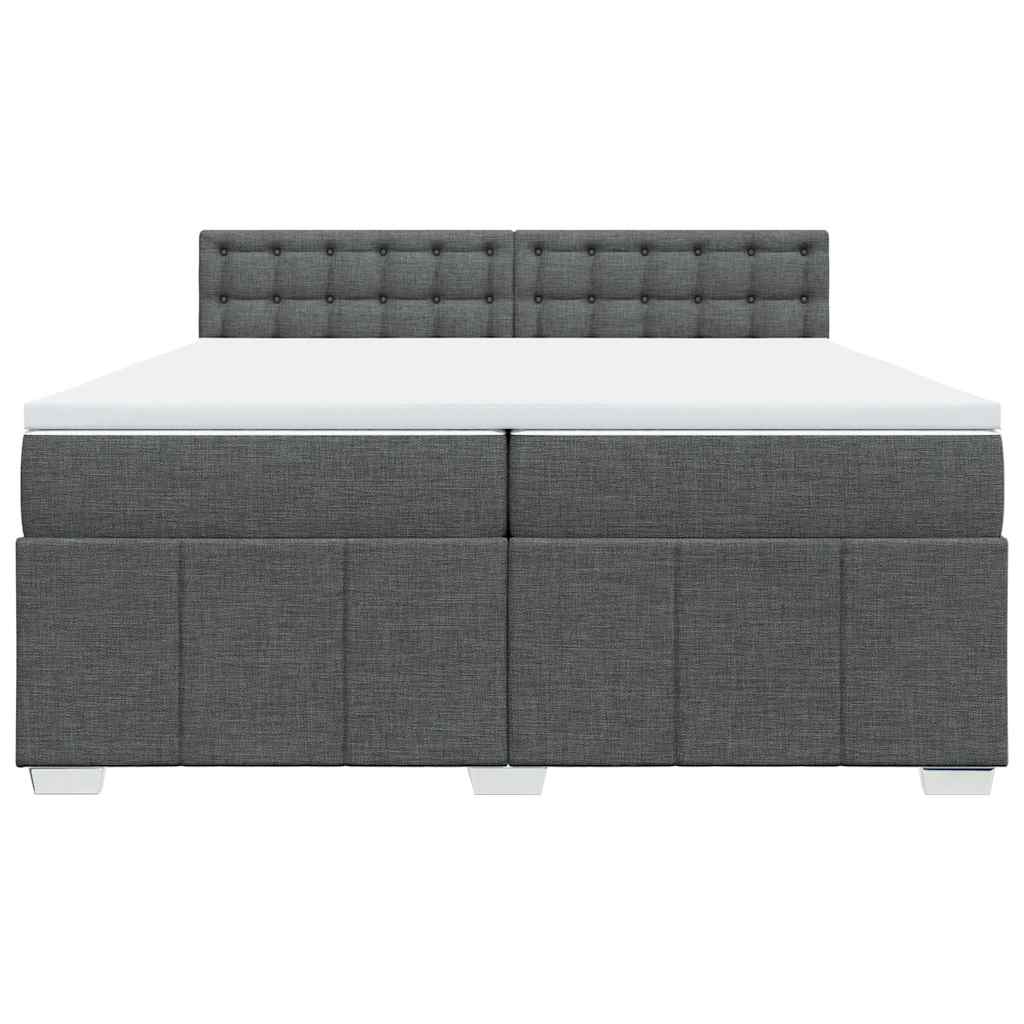 Sommier à lattes de lit avec matelas Gris foncé 200x200cm Tissu