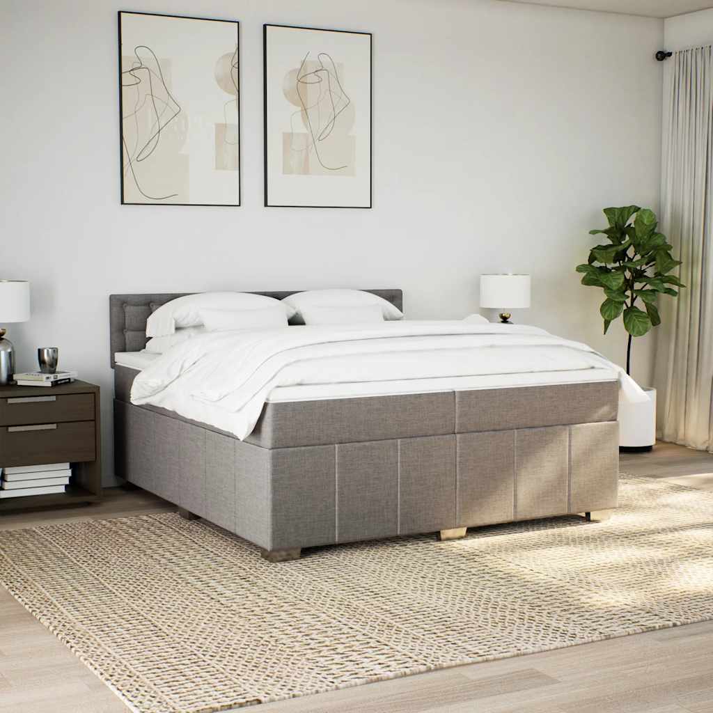 Sommier à lattes de lit avec matelas Taupe 200x200 cm Tissu