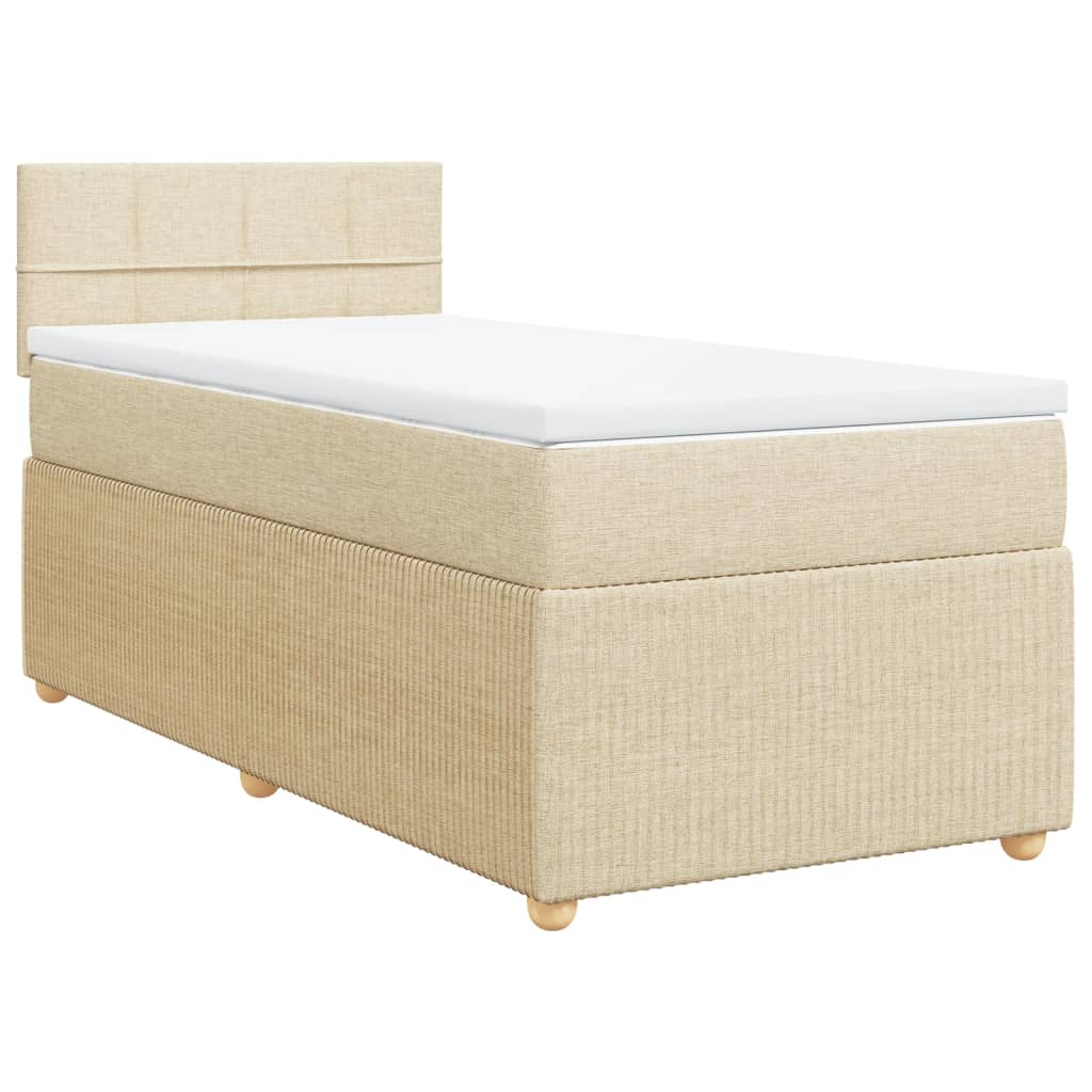 Bed slatted base with mattress Cream 80x200 cm Fabric