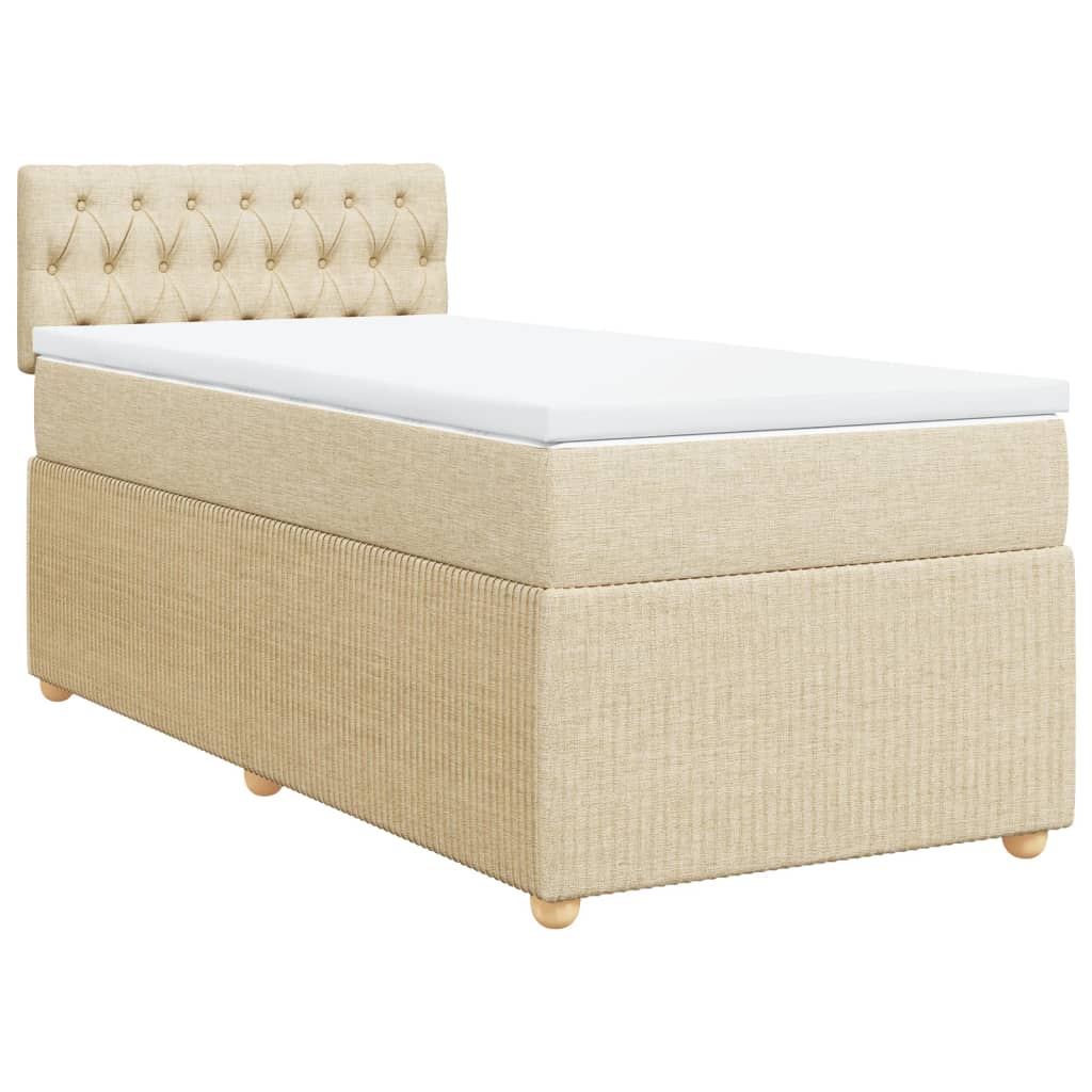 Bed slatted base with mattress Cream 80x200 cm Fabric