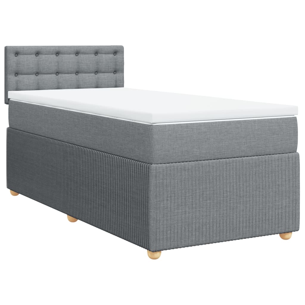 Slatted bed base with light gray mattress 80x200 cm fabric