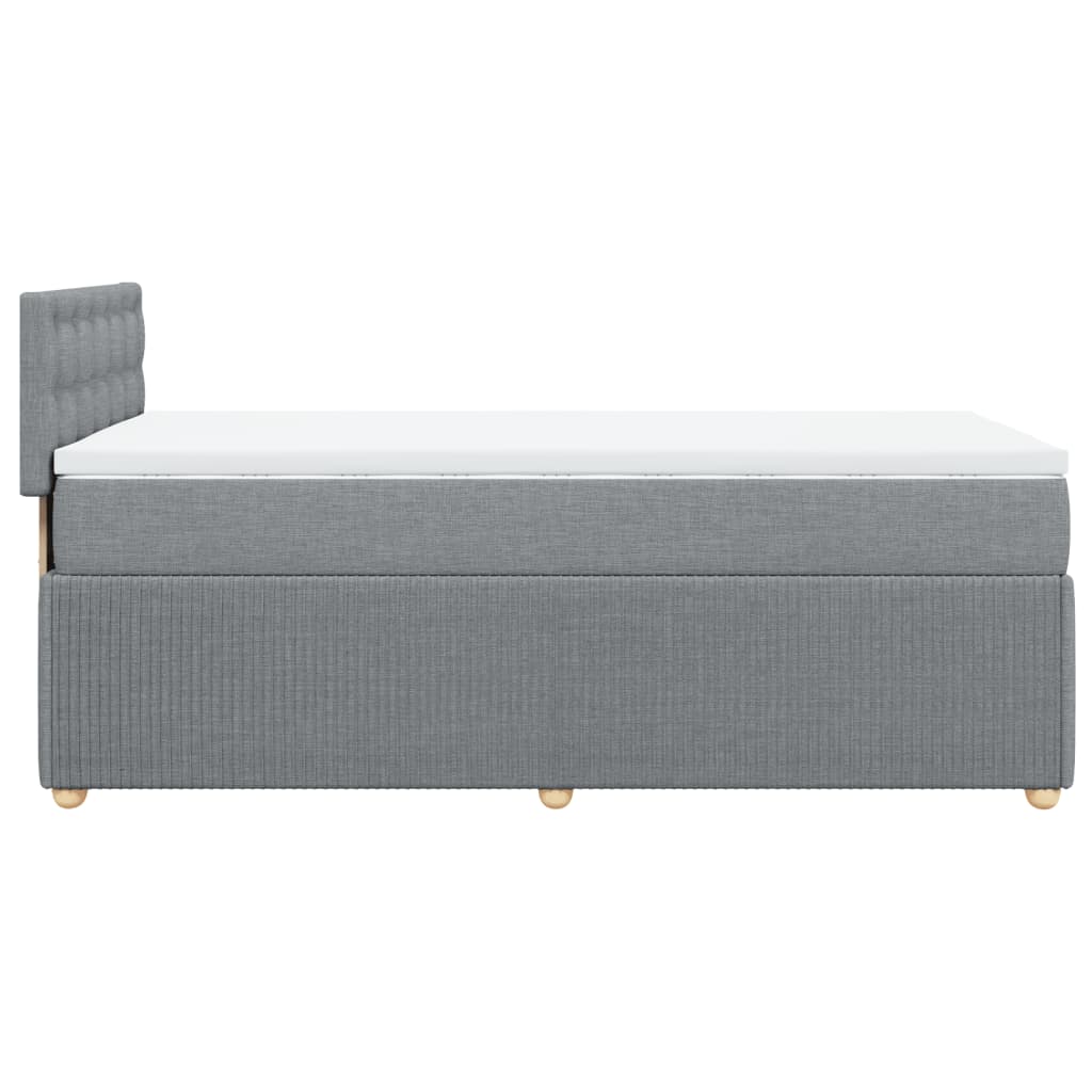 Slatted bed base with light gray mattress 80x200 cm fabric