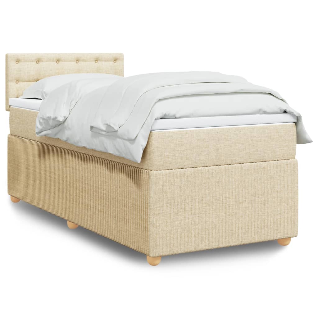 Bed slatted base with mattress Cream 80x200 cm Fabric