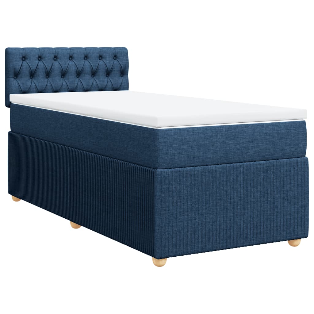 Slatted bed base with mattress Blue 90x190 cm Fabric