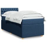 Slatted bed base with mattress Blue 90x190 cm Fabric