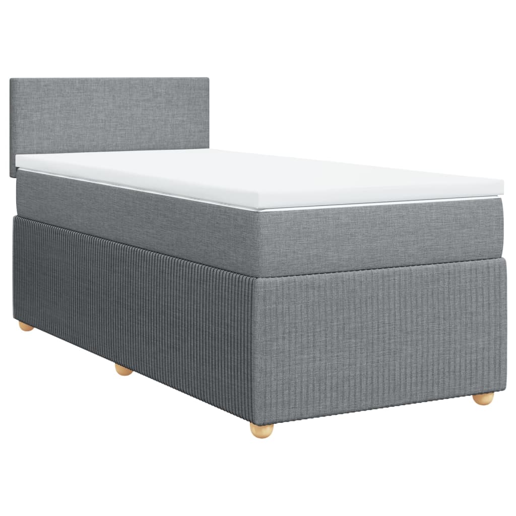 Sommier à lattes de lit avec matelas Gris clair 90x200 cm Tissu