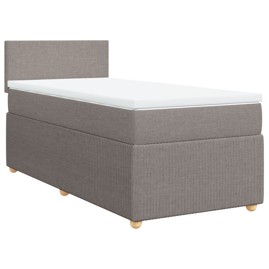 Slatted bed base with mattress Taupe 90x200 cm Fabric