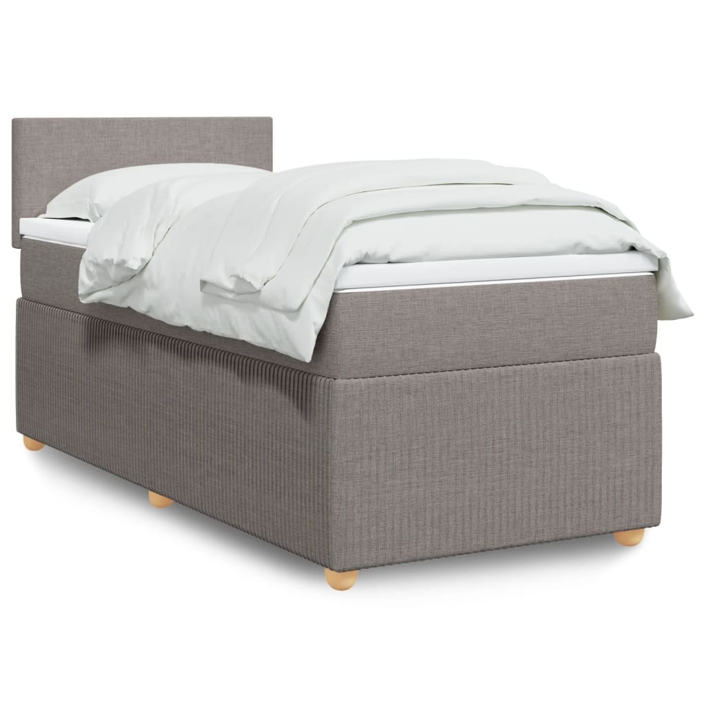 Slatted bed base with mattress Taupe 90x200 cm Fabric