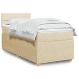 Bed slatted base with mattress Cream 90x200 cm Fabric