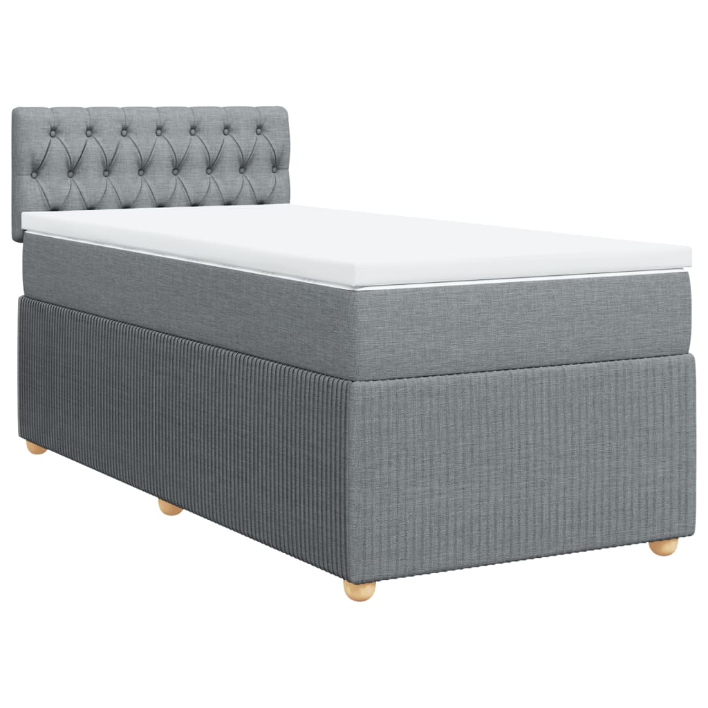 Slatted bed base with mattress Light grey 90x200 cm Fabric