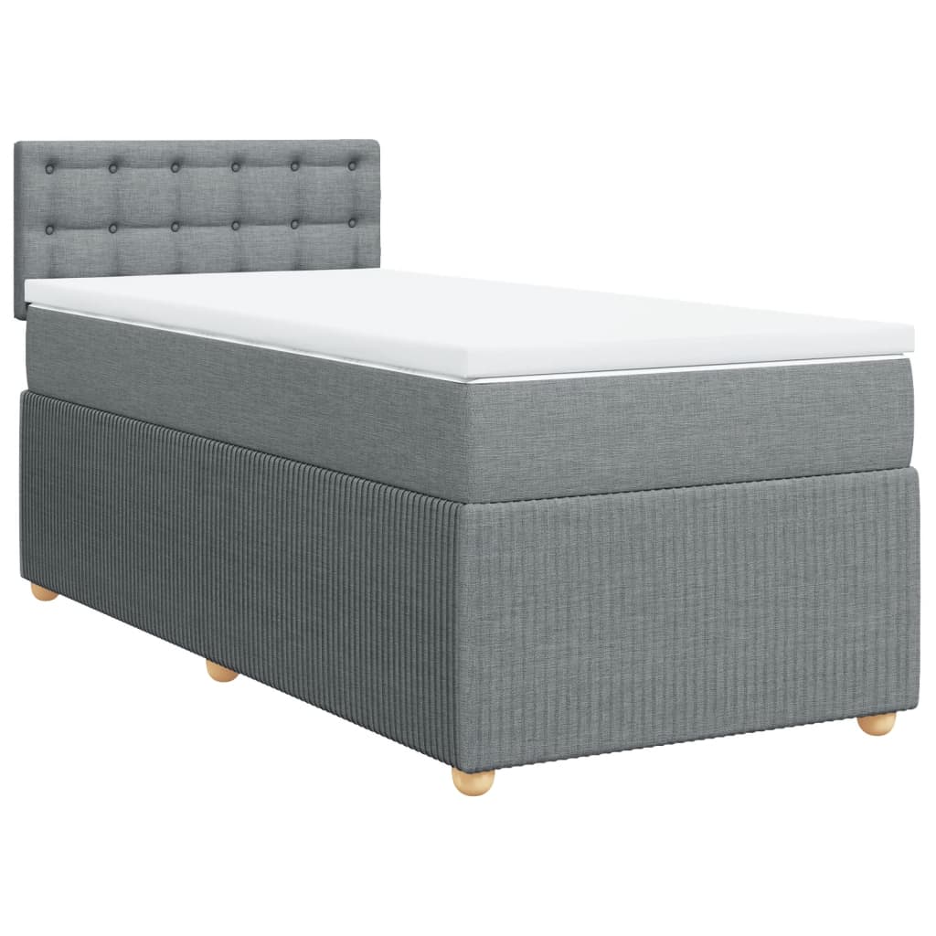 Sommier à lattes de lit avec matelas Gris clair 90x200 cm Tissu