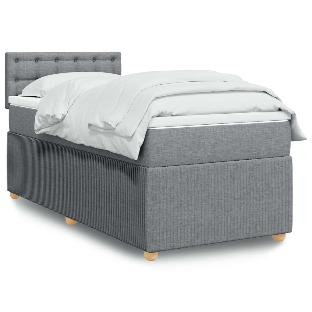 Sommier à lattes de lit avec matelas Gris clair 90x200 cm Tissu