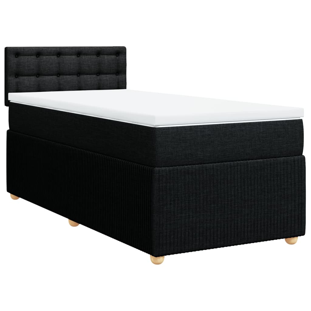 Sommier à lattes de lit avec matelas Noir 90x200 cm Tissu