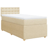 Bed slatted base with mattress Cream 90x200 cm Fabric