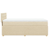 Bed slatted base with mattress Cream 90x200 cm Fabric