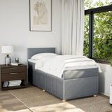 Slatted bed base with mattress Light grey 100x200cm Fabric