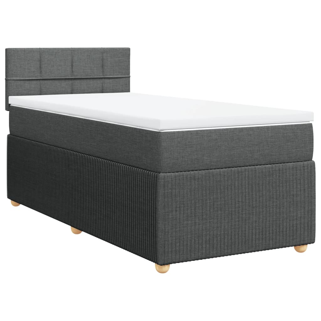 Sommier à lattes de lit avec matelas Gris foncé 100x200cm Tissu