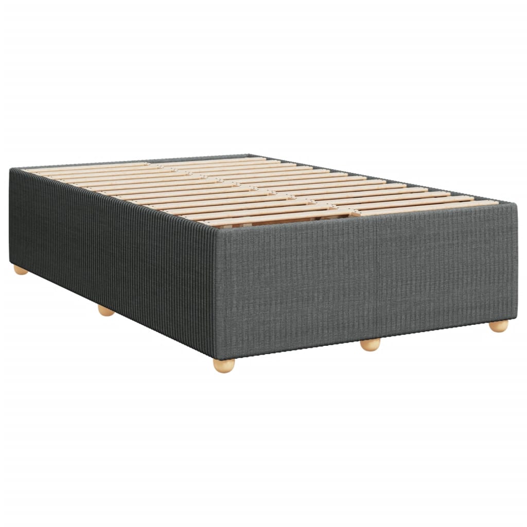 Slatted bed base with dark gray mattress 120x190cm fabric