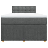 Slatted bed base with dark gray mattress 120x190cm fabric