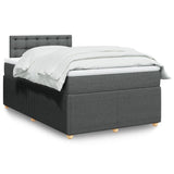 Slatted bed base with dark gray mattress 120x190cm fabric