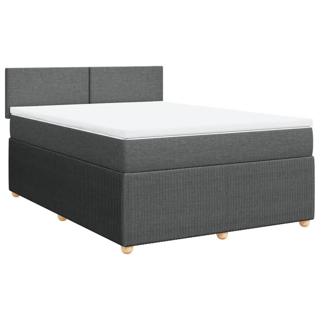 Sommier à lattes de lit avec matelas Gris foncé 140x190cm Tissu