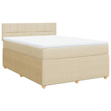 Bed slatted base with mattress Cream 140x190 cm Fabric