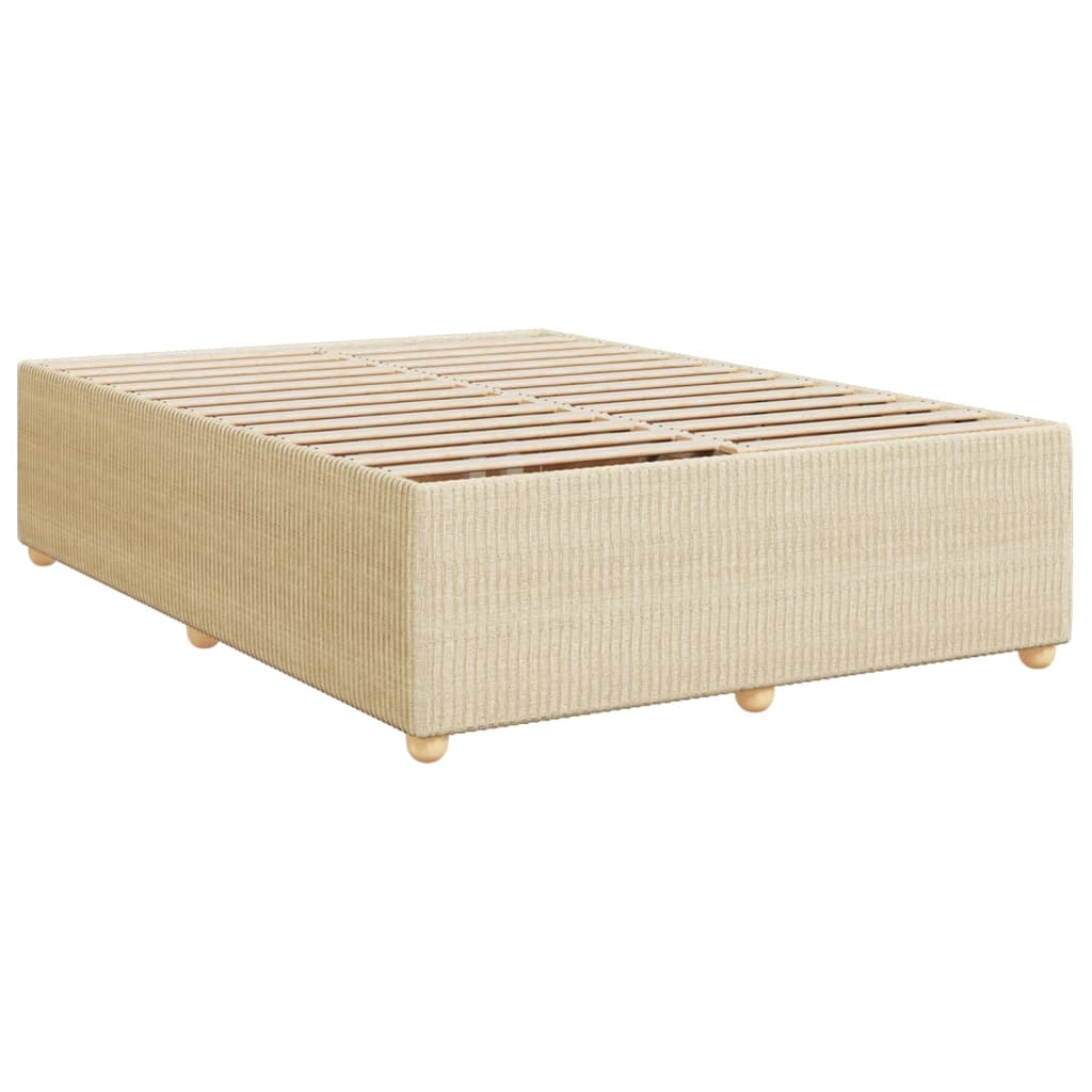 Bed slatted base with mattress Cream 140x190 cm Fabric