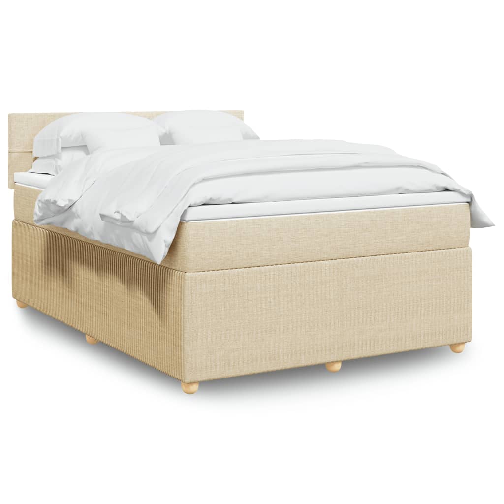 Bed slatted base with mattress Cream 140x190 cm Fabric