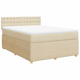 Bed slatted base with mattress Cream 140x190 cm Fabric