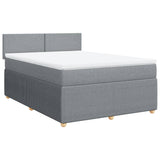 Slatted bed base with mattress Light grey 140x200cm Fabric