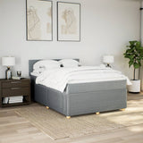 Slatted bed base with mattress Light grey 140x200cm Fabric