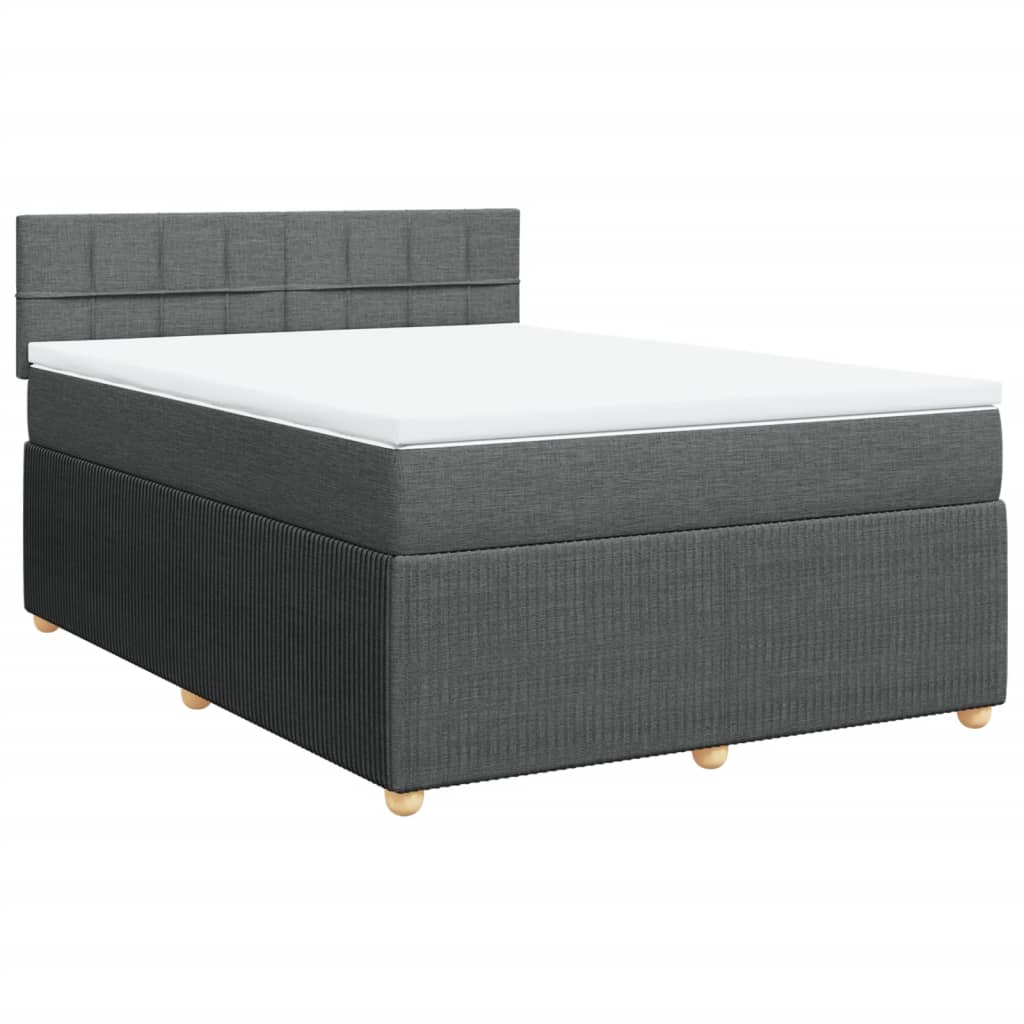 Slatted bed base with mattress Dark grey 140x200cm Fabric