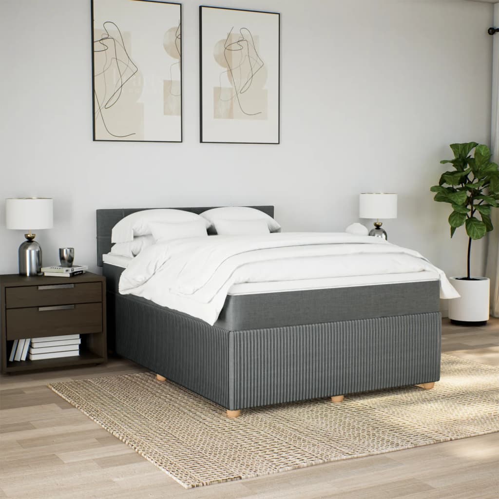 Slatted bed base with mattress Dark grey 140x200cm Fabric