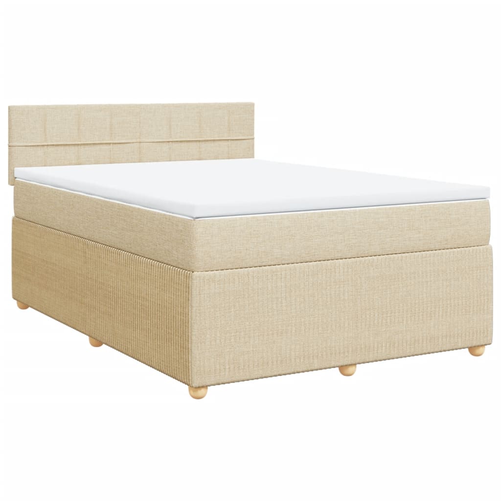 Bed slatted base with mattress Cream 140x200 cm Fabric