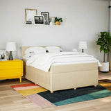 Bed slatted base with mattress Cream 140x200 cm Fabric