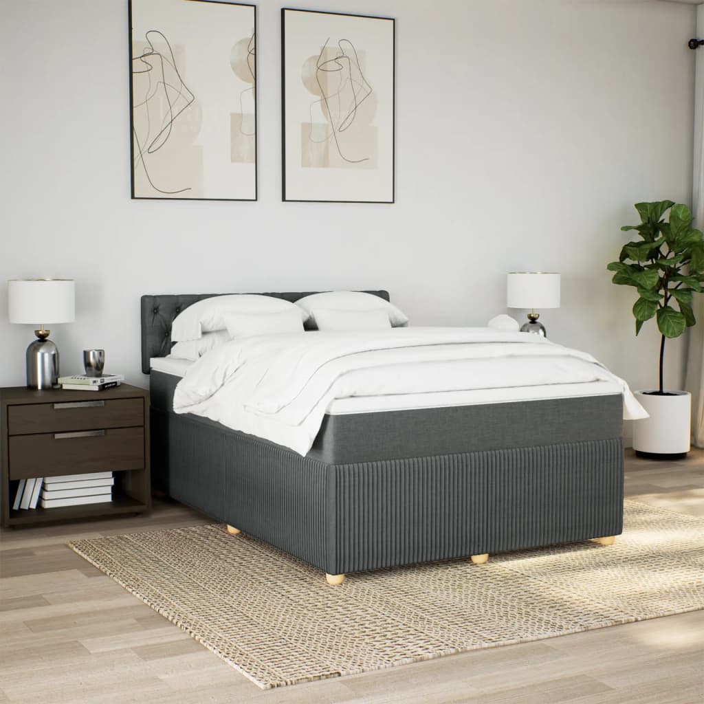 Slatted bed base with mattress Dark grey 140x200cm Fabric