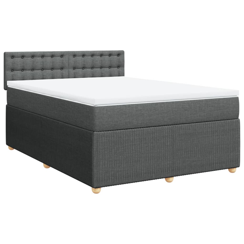 Slatted bed base with mattress Dark grey 140x200cm Fabric