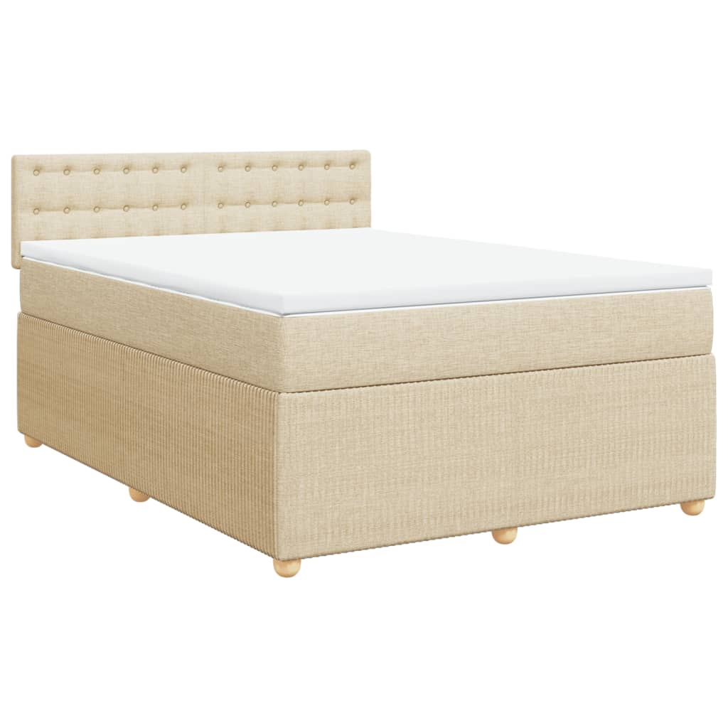 Bed slatted base with mattress Cream 140x200 cm Fabric