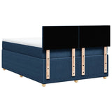 Slatted bed base with mattress Blue 160x200 cm Fabric