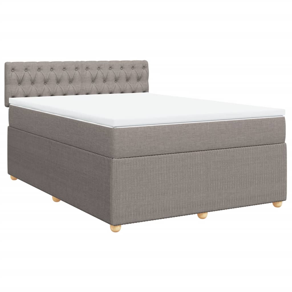 Sommier à lattes de lit avec matelas Taupe 160x200 cm Tissu