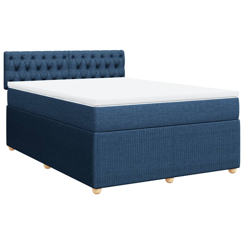 Slatted bed base with mattress Blue 160x200 cm Fabric